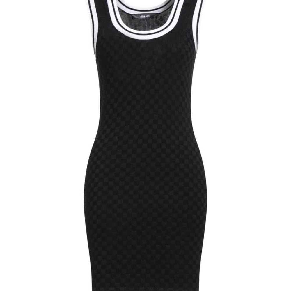 Versace Black and White Checkered Mini Dress